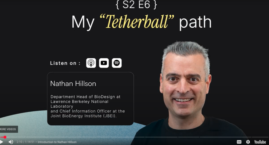 Headshot of person on black background with words My "Tetherball" Path above.